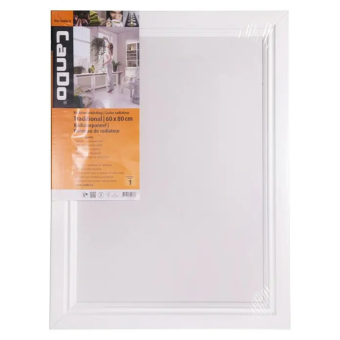 CanDo Radiatorbekleding Traditional - 60 x 80 cm, 12 mm, Wit - Vooraanzicht