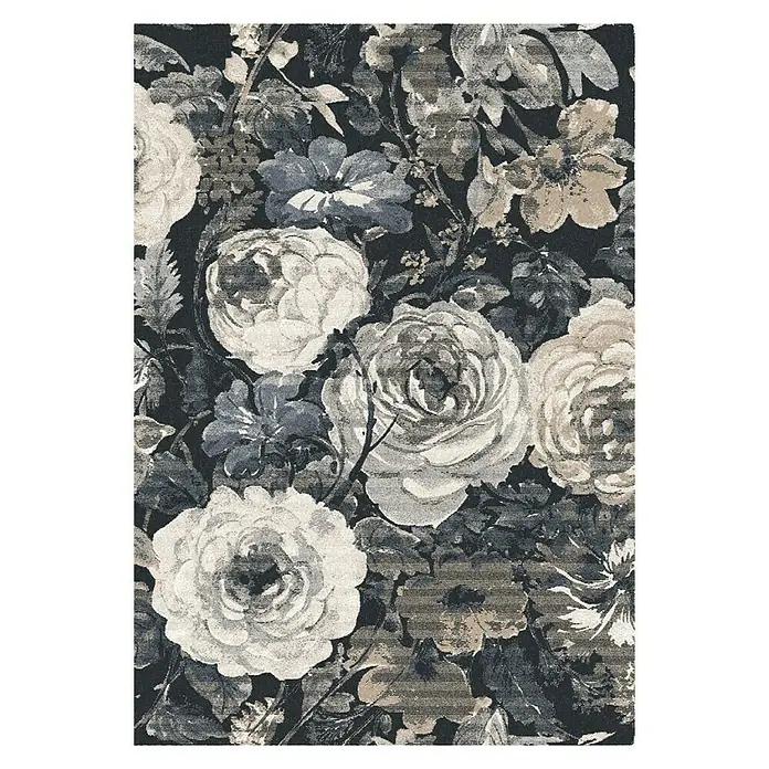 Vloerkleed Blossom - Grijs/Blauw, 160 x 230 cm, Polypropyleen - Vooraanzicht