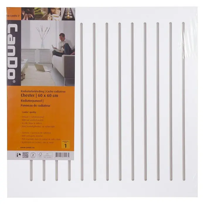 CanDo Radiatorbekleding Chester - 60 x 60 cm, 12 mm, Wit - Vooraanzicht