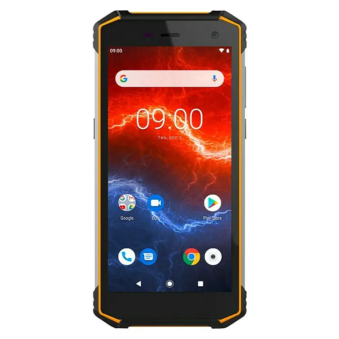 Smartphone Hammer Energy 2 - Negro/Naranja, L x An x Al: 1,5 x 7,6 x 16 cm, 4G LTE, 32 GB - Vista frontal