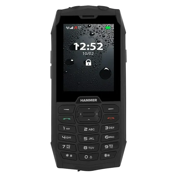 Teléfono móvil Hammer 4 - Negro, L x An x Al: 1,8 x 6,6 x 14,6 cm, 2G, 64 MB - Vista frontal