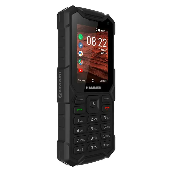 Teléfono móvil Hammer 5 Smart - Negro, L x An x Al: 1,7 x 6,1 x 13,7 cm, 4G LTE, 4 GB - Vista angular