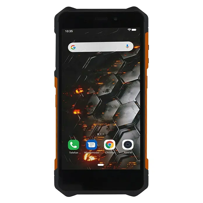 Smartphone Hammer Iron 3 - Negro/Naranja, L x An x Al: 1,3 x 7,7 x 15,8 cm, 4G LTE, 32 GB - Vista frontal