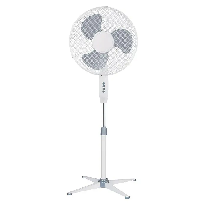 Ventilador de pie con altura regulable - Blanco, Ajuste de altura: 105 cm - 125 cm, 45 W - Vista frontal