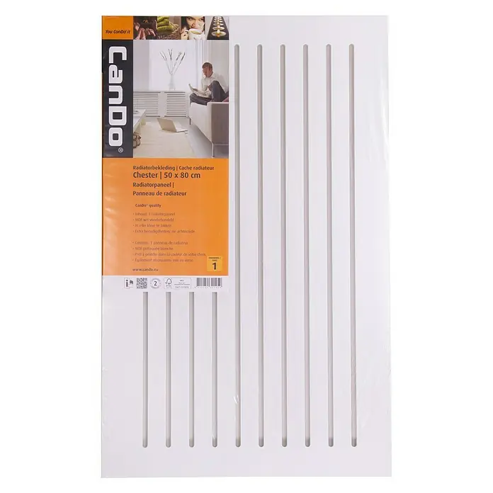 CanDo Radiatorbekleding Chester - 50 x 80 cm, 12 mm, Wit - Vooraanzicht