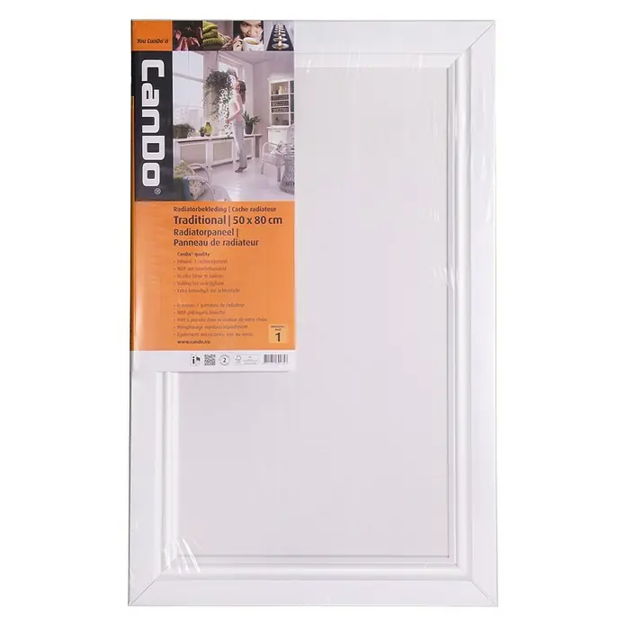 CanDo Radiatorbekleding Traditional - 50 x 80 cm, 12 mm, Wit - Vooraanzicht