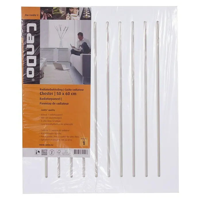 CanDo Radiatorbekleding Chester - 50 x 60 cm, 12 mm, Wit - Vooraanzicht