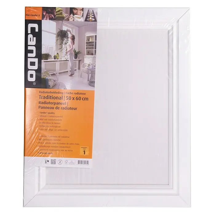 CanDo Radiatorbekleding Traditional - 50 x 60 cm, 12 mm, Wit - Vooraanzicht