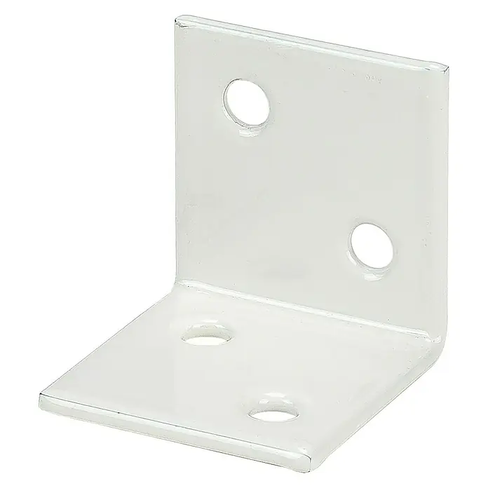 Stabilit Breitwinkel - 60 x 60 mm, Weiß, Stahl, 8 Löcher - Diagonale Ansicht