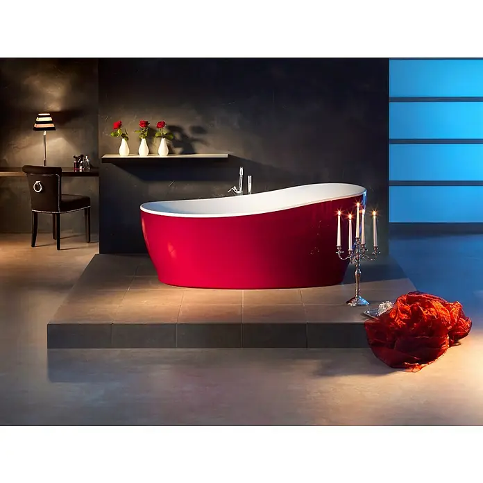 Ottofond Freistehende Badewanne Domani - 180 x 85 cm, Sanitäracryl, Rot/Weiß - Stimmungsaufnahme
