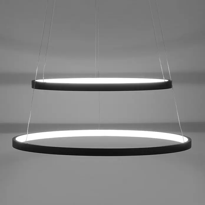 LeuchtenDirekt LED-Pendelleuchte rund Circle - L x B x H: 50 x 50 x 120 cm - Stimmungsaufnahme