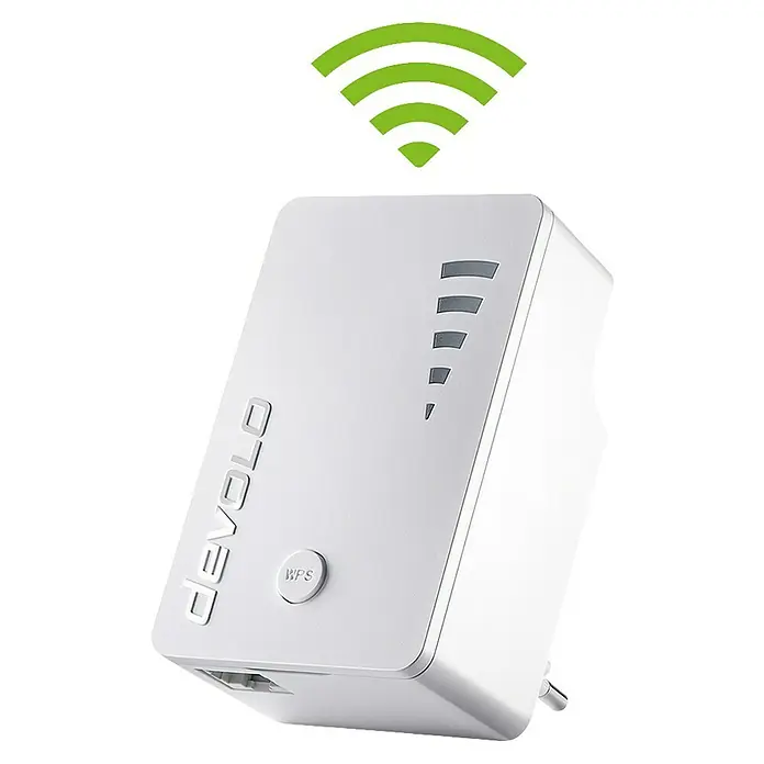 Devolo WLAN-Verstärker Repeater PLC9844 - 1 x Eurostecker (Typ C), 1 x RJ45-Buchse, Weiß, Bis zu 1.200 Mbit/s (WLAN) - Anwendungsbeispiel