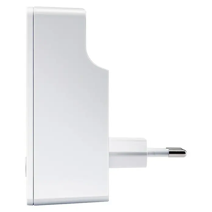 Devolo WLAN-Verstärker Repeater PLC9844 - 1 x Eurostecker (Typ C), 1 x RJ45-Buchse, Weiß, Bis zu 1.200 Mbit/s (WLAN) - Rechte Seitenansicht