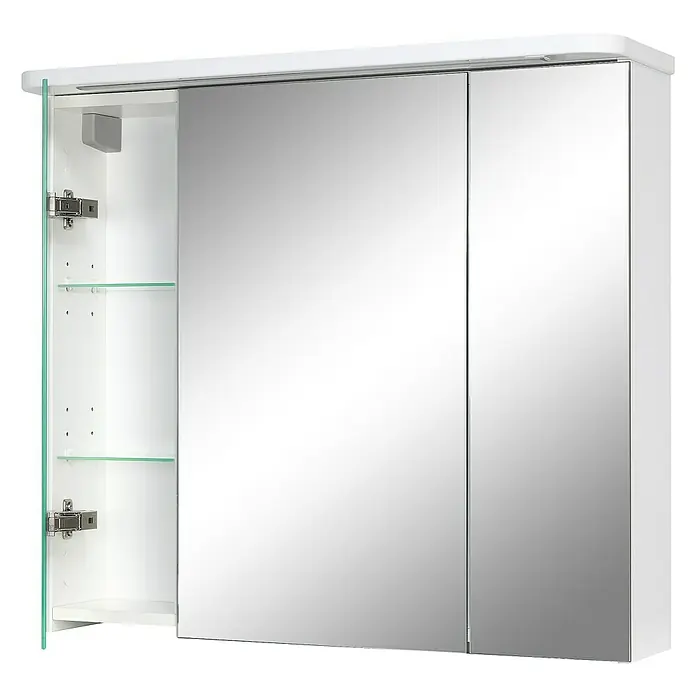 Riva LED-Spiegelschrank Toto - B x H: 81 x 72,2 cm, Mit Beleuchtung, Spanplatte, Weiß - Vorderansicht