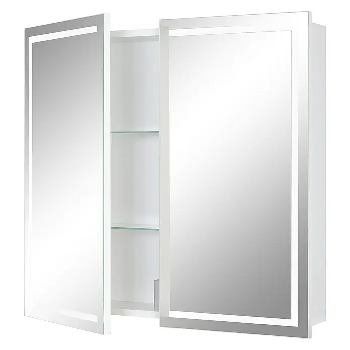Riva LED-Spiegelschrank Lucy - B x H: 72 x 69,6 cm, Mit Beleuchtung, Spanplatte, Weiß - Vorderansicht