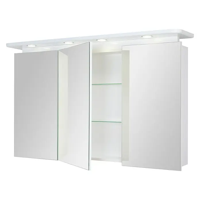 Riva LED-Spiegelschrank Aquila - B x H: 120 x 75,2 cm, Mit Beleuchtung, Spanplatte, Weiß - Vorderansicht