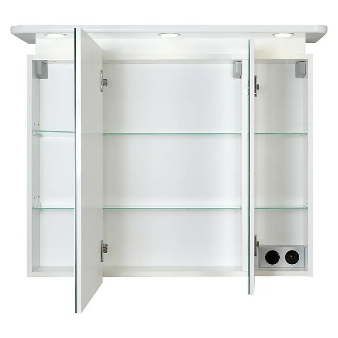 Riva LED-Spiegelschrank Aquila - B x H: 92,3 x 75,2 cm, Mit Beleuchtung, Spanplatte, Weiß - Vorderansicht