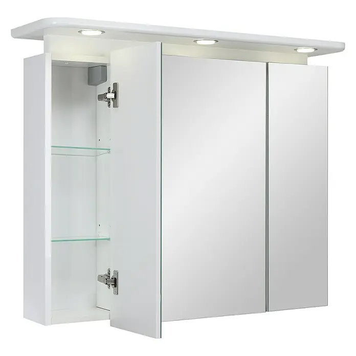 Riva LED-Spiegelschrank Aquila - B x H: 92,3 x 75,2 cm, Mit Beleuchtung, Spanplatte, Weiß - Diagonale Ansicht