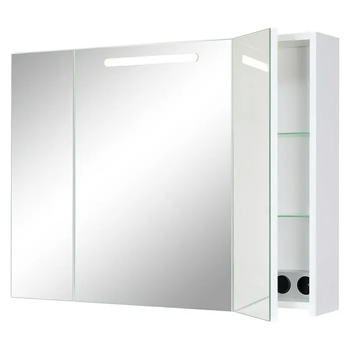 Riva LED-Spiegelschrank Idea - B x H: 85,5 x 65 cm, Mit Beleuchtung, Spanplatte, Weiß - Vorderansicht