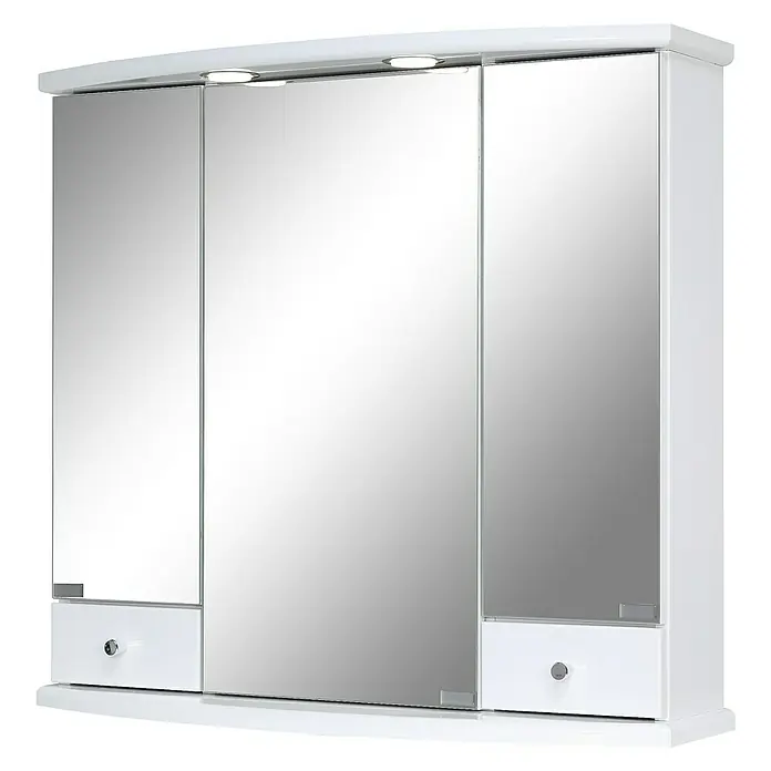 Riva LED-Spiegelschrank Dakota - B x H: 77,7 x 71,8 cm, Mit Beleuchtung, Spanplatte, Weiß - Diagonale Ansicht