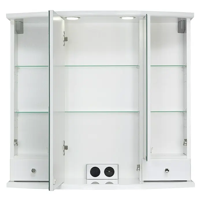 Riva LED-Spiegelschrank Dakota - B x H: 77,7 x 71,8 cm, Mit Beleuchtung, Spanplatte, Weiß - Vorderansicht