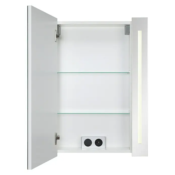 Riva LED-Spiegelschrank Hydra - B x H: 60,4 x 75,2 cm, Mit Beleuchtung, Spanplatte, Weiß - Vorderansicht