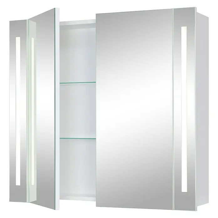 Riva LED-Spiegelschrank Hydra - B x H: 80 x 75,2 cm, Mit Beleuchtung, Spanplatte, Weiß - Vorderansicht