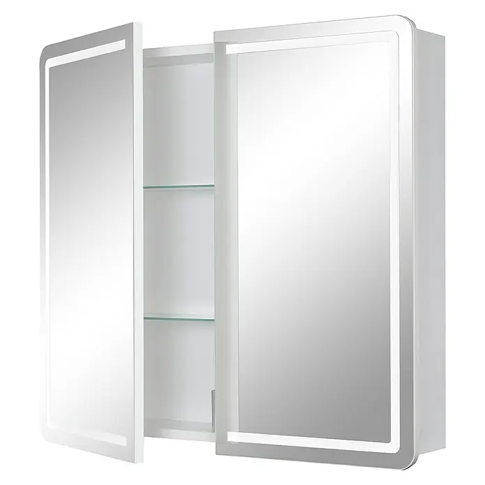 Riva LED-Spiegelschrank Luciana - B x H: 72 x 69,6 cm, Mit Beleuchtung, Spanplatte, Weiß - Diagonale Ansicht
