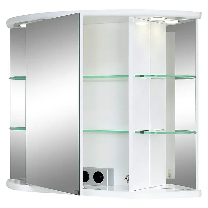 Riva LED-Spiegelschrank Corona - B x H: 81,8 x 64,8 cm, Mit Beleuchtung, Weiß - Vorderansicht