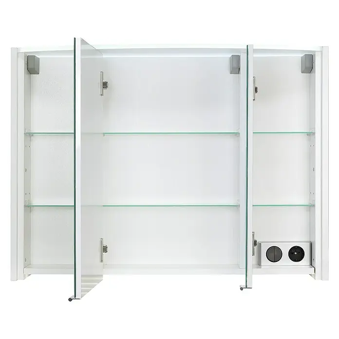Riva LED-Spiegelschrank Pepe - B x H: 83,3 x 61,3 cm, Mit Beleuchtung, Spanplatte, Weiß - Vorderansicht