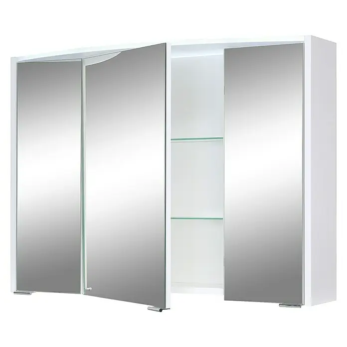 Riva LED-Spiegelschrank Pepe - B x H: 83,3 x 61,3 cm, Mit Beleuchtung, Spanplatte, Weiß - Vorderansicht