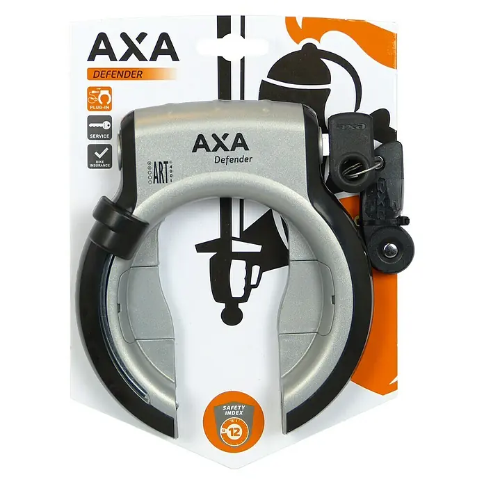 Axa Ringslot Defender - Zilver/Zwart - Vooraanzicht