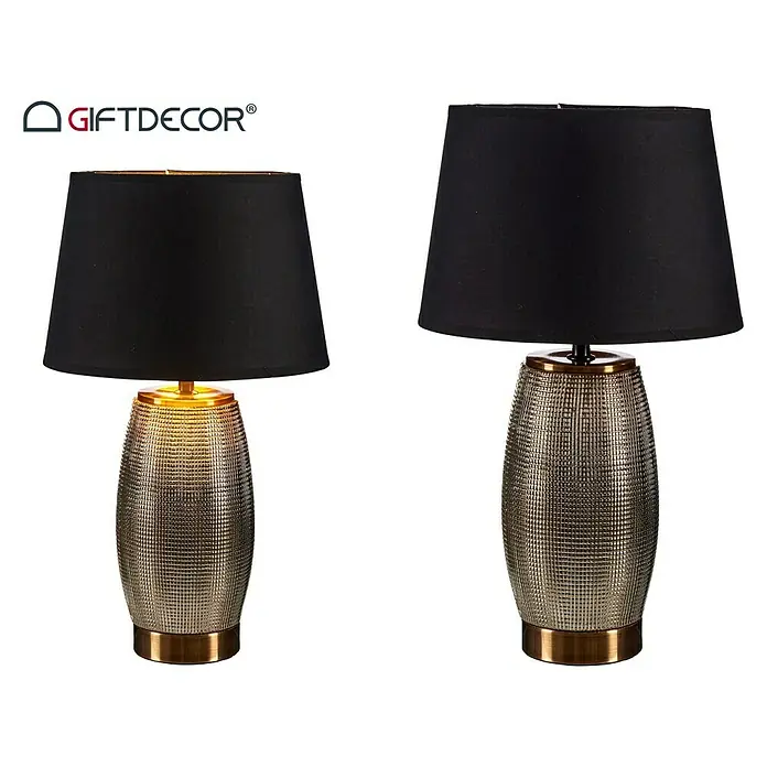 Lámpara de sobremesa Relieve slim - 40 W, L x An x Al: 27 x 27 x 43,5 cm, Plateado, Negro, E14 - Vista frontal