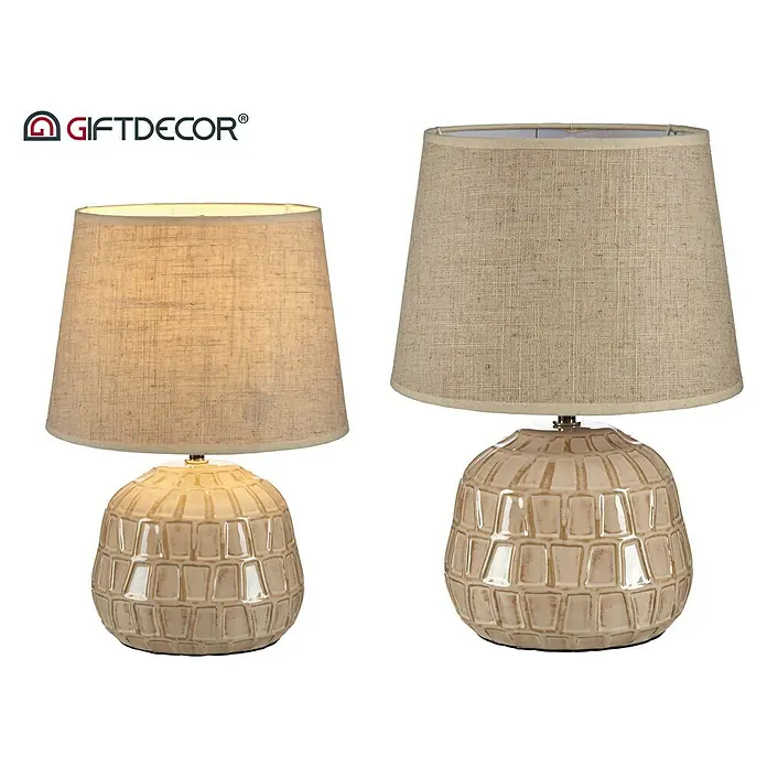 Lámpara de sobremesa Cuadros - 40 W, L x An x Al: 25,5 x 25,5 x 36 cm, Beige, E14 - Vista frontal