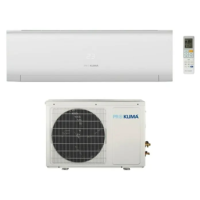PR Klima Aire acondicionado Inverter PRO-09DH - Potencia frigorífica máx. por unidad en BTU/h: 8.871 BTU/h, Potencia calorífica máx. por equipo en BTU/h: 9.554 BTU/h, Específico para: Espacios hasta 20 m² - Vista frontal