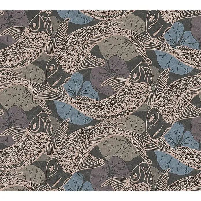 AS Creation Metropolitan Stories II Vliestapete Koi - Blau, Tieroptik, 10,05 x 0,53 m - Detailaufnahme