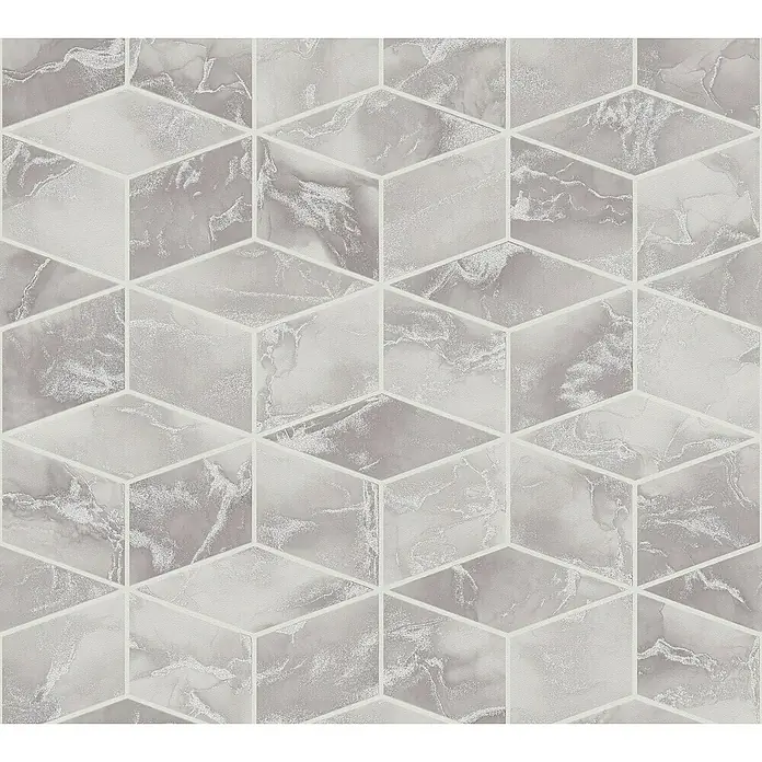 AS Creation Metropolitan Stories II Vliestapete Marmor - Grau/Silber, Steinoptik, 10,05 x 0,53 m - Detailaufnahme