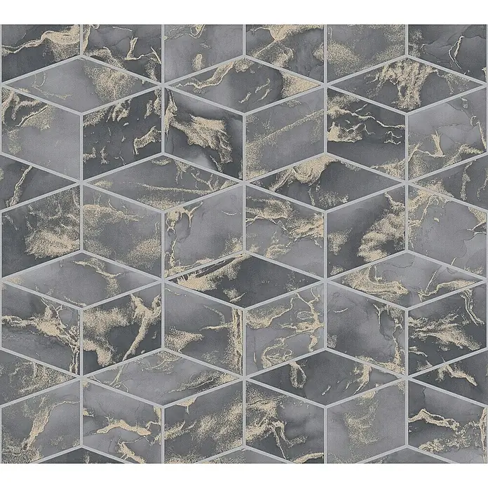 AS Creation Metropolitan Stories II Vliestapete Marmor - Dunkelgrau, Steinoptik, 10,05 x 0,53 m - Detailaufnahme