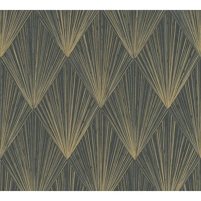 AS Creation Metropolitan Stories II Vliestapete Artdeco - Schwarz/Gold, Grafisch, 10,05 x 0,53 m - Detailaufnahme