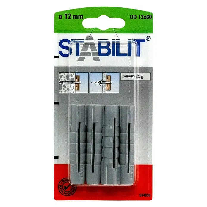 Stabilit Universal-Durchsteckdübel - Durchmesser Dübel: 12 mm, Länge Dübel: 60 mm, 4 Stk. - Vorderansicht