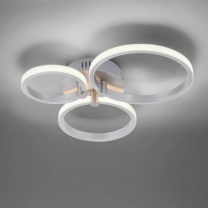 LeuchtenDirekt Plafón LED Johanna - 18 W, L x An x Al: 49 x 40 x 8 cm, Plateado, Blanco cálido - Foto ambiente