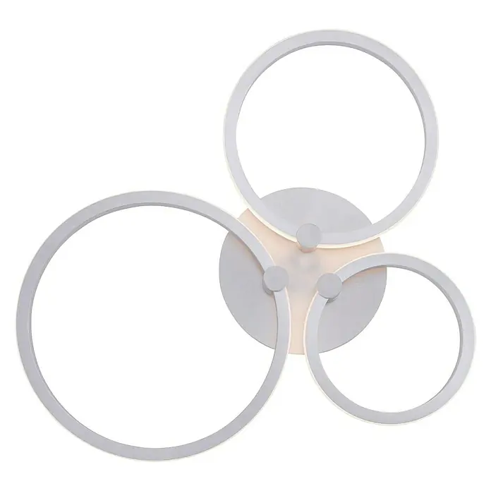 LeuchtenDirekt Plafón LED Johanna - 18 W, L x An x Al: 49 x 40 x 8 cm, Plateado, Blanco cálido - Vista ascendente