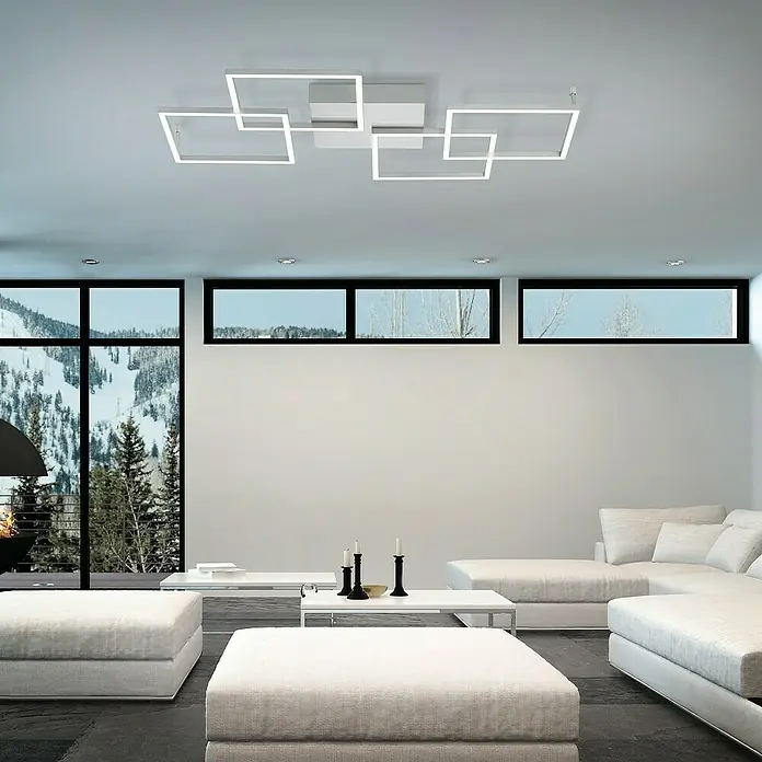 Paul Neuhaus LED-Deckenleuchte Inigo - 41 W, L x B x H: 50 x 50 x 120 cm, Silber, Warmweiß, Nicht Dimmbar - Stimmungsaufnahme