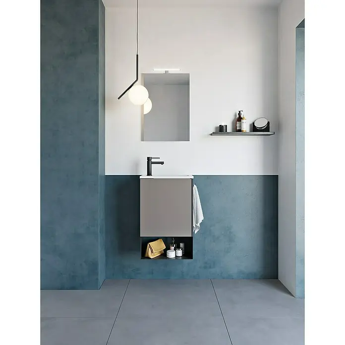 Riva Badmöbel-Set Indus - 46 cm, Grau, Matt - Stimmungsaufnahme