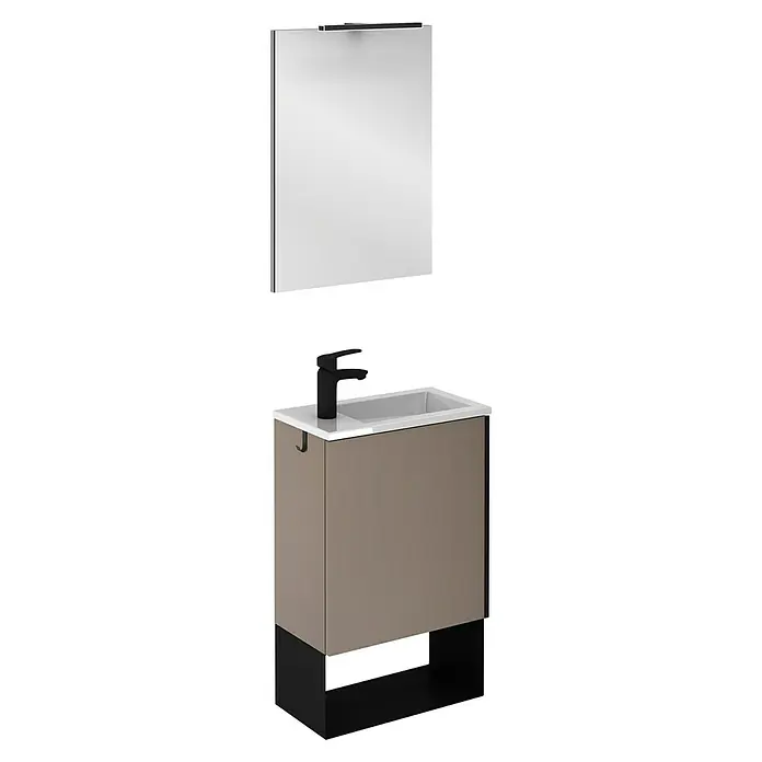 Riva Badmöbel-Set Indus - 46 cm, Grau, Matt - Diagonale Ansicht