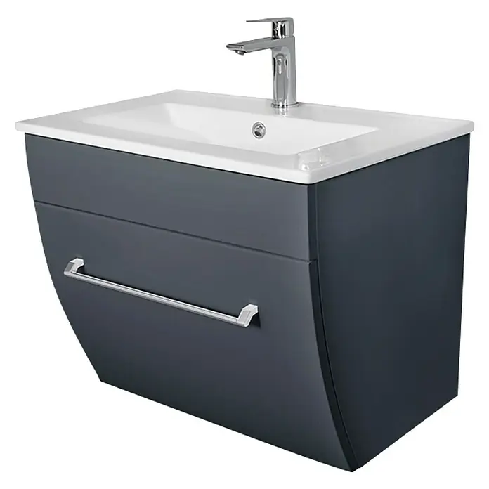 Camargue Orion Waschtischunterschrank - 59,7 x 45,5 x 52,5 cm, Anthrazit, Glänzend - Diagonale Ansicht