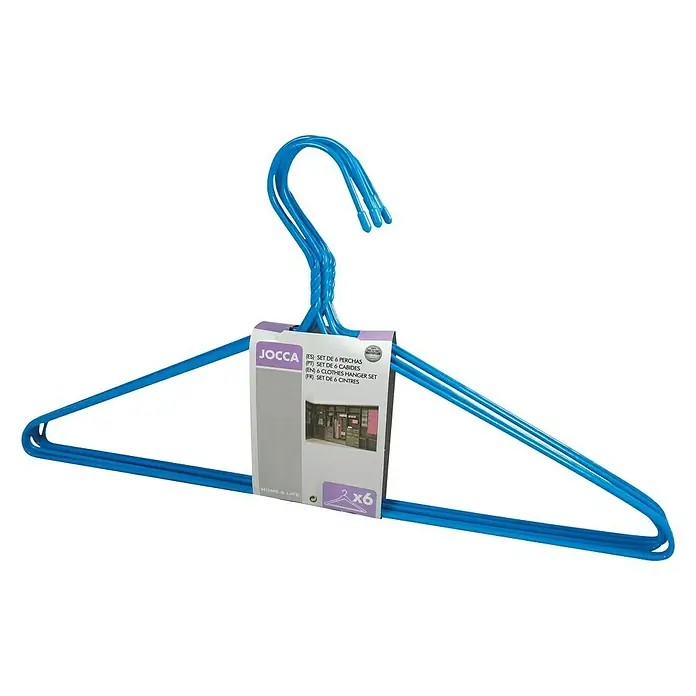 Percha set metal/PVC - 6 uds., Metal revestido de goma - Vista angular