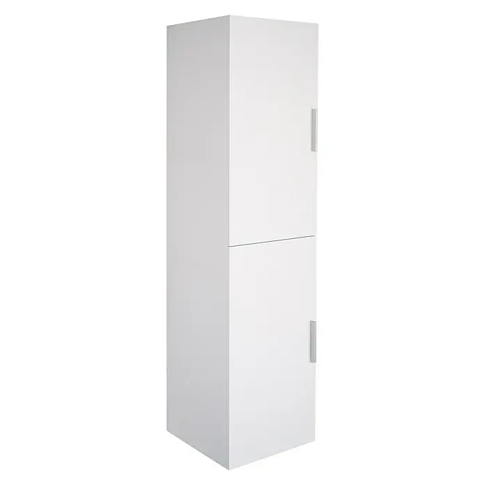 Hoge kast MDF hoogglans wit - 35 x 35 x 140 cm, Hoogglans wit - Diagonaal zicht