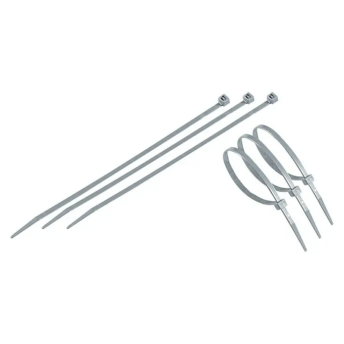 Set de bridas para cables - Largo: 20 cm, 50 ud., Gris - Vista angular