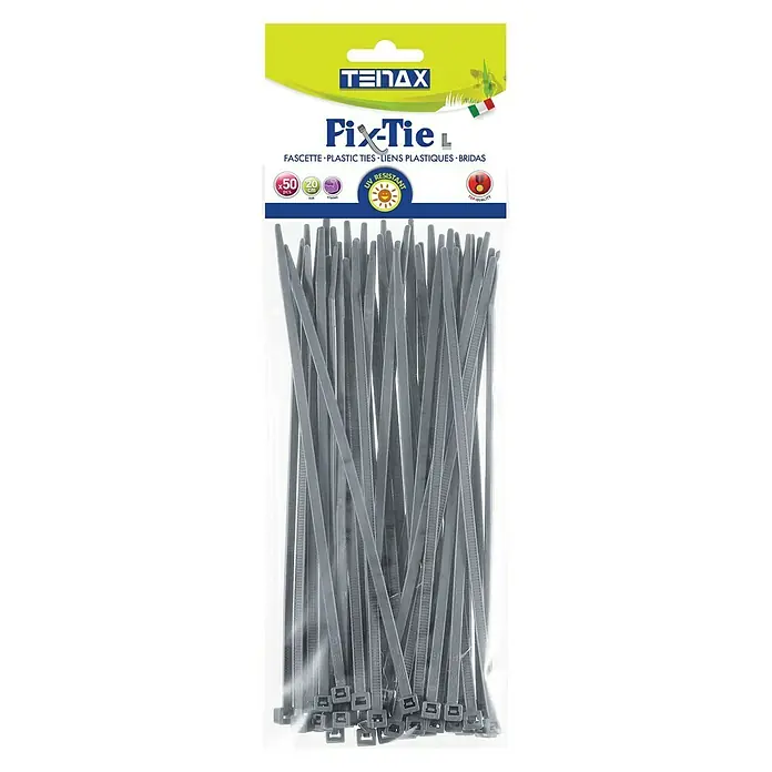 Set de bridas para cables - Largo: 20 cm, 50 ud., Gris - Vista descendente